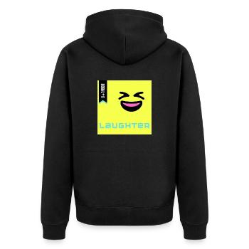 Emoji Day 2022 - Emoji Laughter - Design A - Unisex Premium Bio Zip Hoodie - Schwarz - Hinten - Nico (187cm)