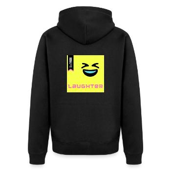 Emoji Day 2022 - Emoji Laughter - Design B - Unisex Premium Bio Zip Hoodie - Schwarz - Hinten - Nico (187cm)