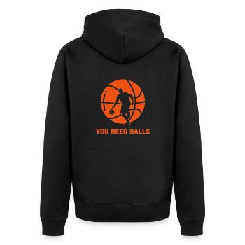 basketballspieler slamdunk basketball rebound - Unisex Premium Bio Zip Hoodie - Schwarz - Hinten - Nico (187cm)