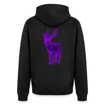 Jäger 3d Effekt Hirsch ultraviolett - Unisex Premium Bio Zip Hoodie - Schwarz - Hinten - Nico (187cm)