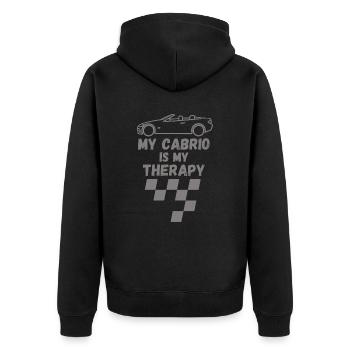 Mein Cabrio ist meine Therapie lustiger Spruch - Unisex Premium Bio Zip Hoodie - Schwarz - Hinten - Nico (187cm)