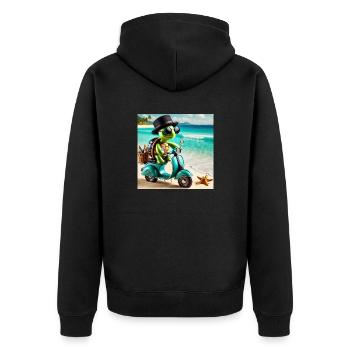 Beach villain - Unisex Premium Organic Zip Hoodie - black - Back - Nico (187cm)