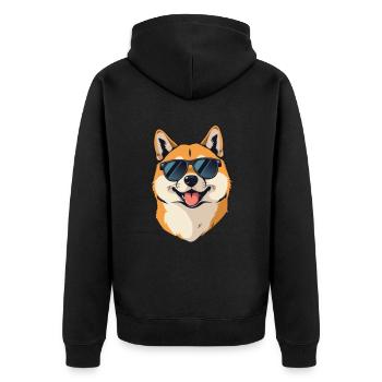 Shiba Inu avec lunettes de soleil Propriétaire de chien Été - Veste à capuche bio Premium Unisexe - noir - Dos - Nico (187cm)