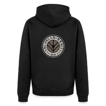 Valhalla Awaits - Unisex Premium Bio Zip Hoodie - Schwarz - Hinten - Nico (187cm)