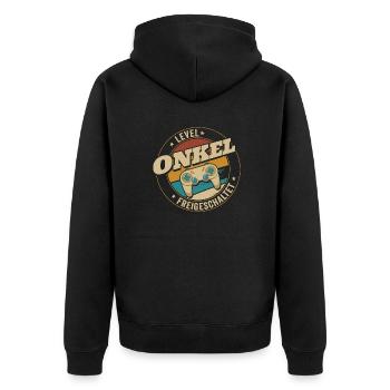 Level Onkel Freigeschaltet Gamer - Unisex Premium Bio Zip Hoodie - Schwarz - Hinten - Nico (187cm)