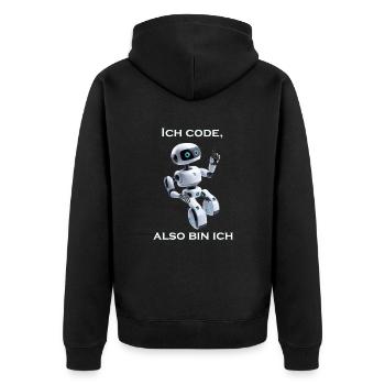 Robot: I code, so I am - Unisex Premium Organic Zip Hoodie - black - Back - Nico (187cm)