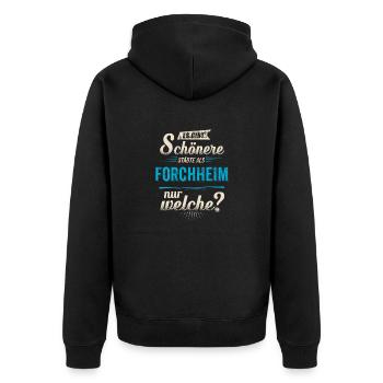 Heimat Stadt - Forchheim - blau retro - RAHMENLOS - Unisex Premium Bio Zip Hoodie - Schwarz - Hinten - Nico (187cm)