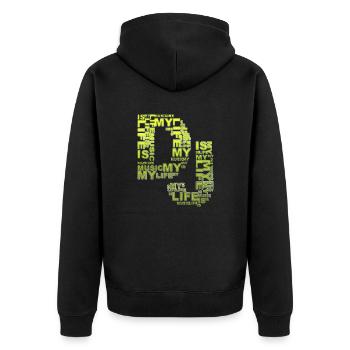 DJ - music is my life - Unisex Premium Bio Zip Hoodie - Schwarz - Hinten - Nico (187cm)