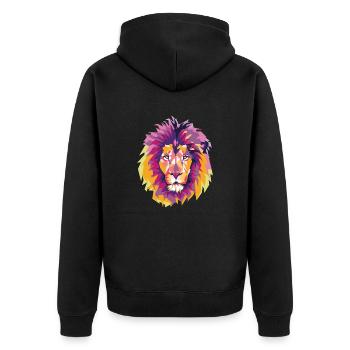 Bunte Löwen Pop Art Zeichentrick Zeichnung - Unisex Premium Bio Zip Hoodie - Schwarz - Hinten - Nico (187cm)