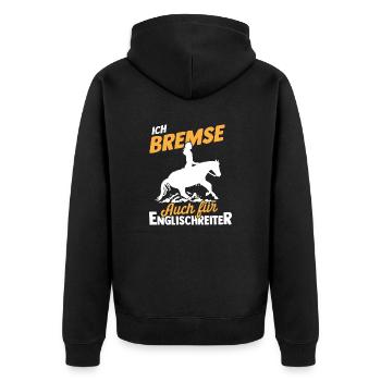 Westernreiterin Westernreiten Pferd Reitverein - Unisex Premium Bio Zip Hoodie - Schwarz - Hinten - Nico (187cm)