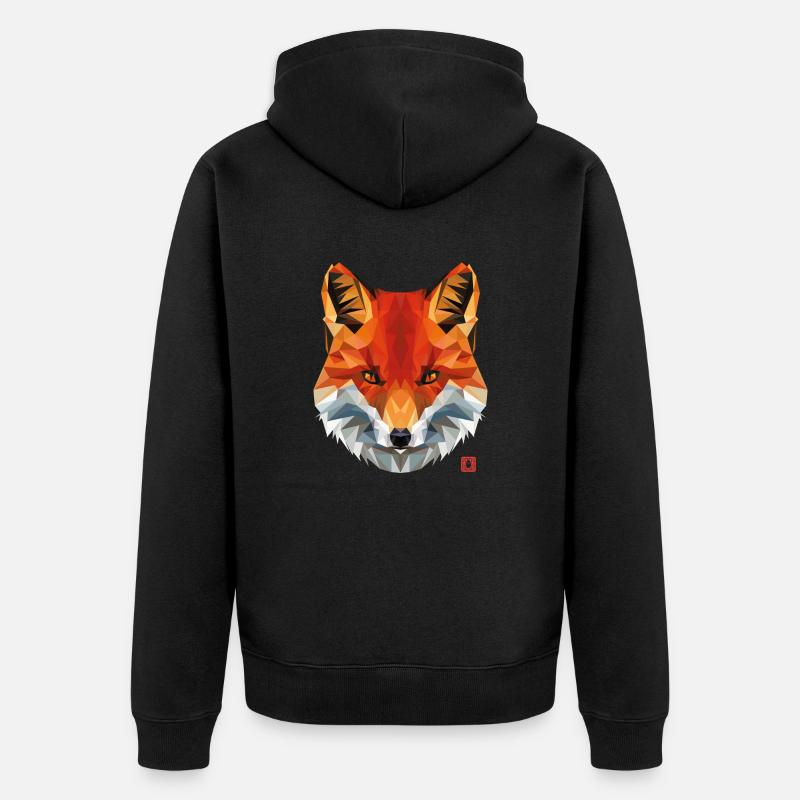 renard géométrique - Veste à capuche bio Premium Unisexe - noir