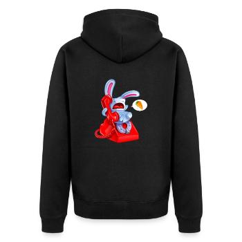 lapin qui téléphone.png - Veste à capuche bio Premium Unisexe - noir - Dos - Nico (187cm)