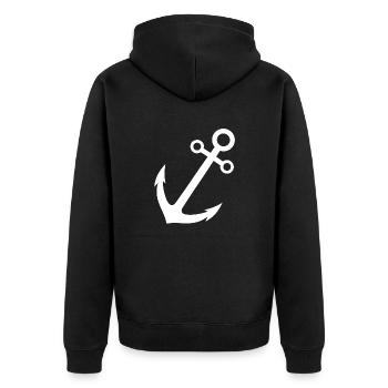 Anker - anchor - Unisex Premium Bio Zip Hoodie - Schwarz - Hinten - Nico (187cm)
