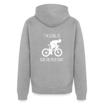 Bike - Unisex Premium Bio Zip Hoodie - Grau meliert - Hinten - Nico (187cm)
