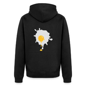 Laufendes spiegelei - V2 - Unisex Premium Bio Zip Hoodie - Schwarz - Hinten - Nico (187cm)