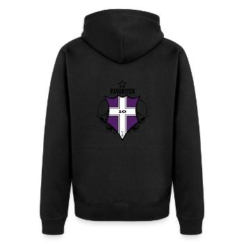 Wien Favoriten - Unisex Premium Bio Zip Hoodie - Schwarz - Hinten - Nico (187cm)
