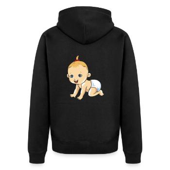 Baby Mädchen Girl Familie Kind Kleinkind Krabbeln - Unisex Premium Bio Zip Hoodie - Schwarz - Hinten - Nico (187cm)