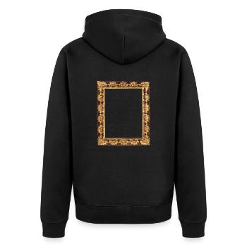🖼️ brown golden picture frame - Unisex Premium Organic Zip Hoodie - black - Back - Nico (187cm)
