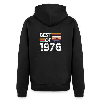 Best Of 1976 - Unisex Premium Bio Zip Hoodie - Schwarz - Hinten - Nico (187cm)