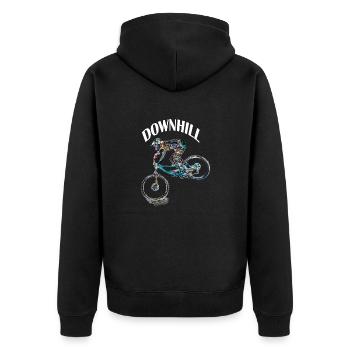 Mountainbike MTB bergab - Unisex Premium Bio Zip Hoodie - Schwarz - Hinten - Nico (187cm)