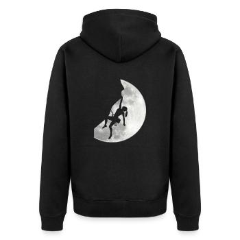 Boulderer Climb Climbing Woman Climber - Unisex Premium Bio Zip Hoodie - Schwarz - Hinten - Nico (187cm)