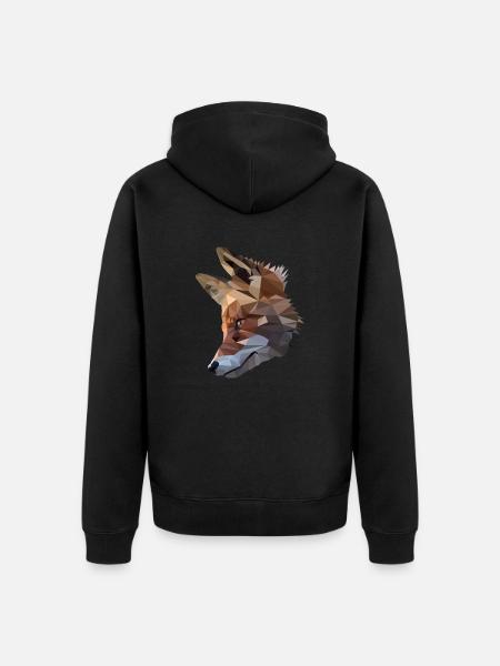 Fox head polygon fox - Unisex Premium Organic Zip Hoodie - black