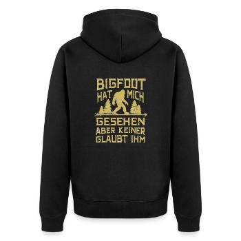 Bigfoot - Unisex Premium Bio Zip Hoodie - Schwarz - Hinten - Nico (187cm)
