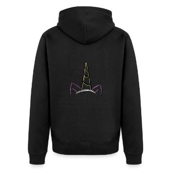 Unicorn - Unisex Premium Organic Zip Hoodie - black - Back - Nico (187cm)