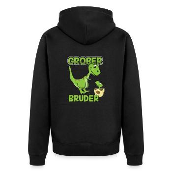 Dino Großer Bruder By the Manzanitas - Unisex Premium Bio Zip Hoodie - Schwarz - Hinten - Nico (187cm)