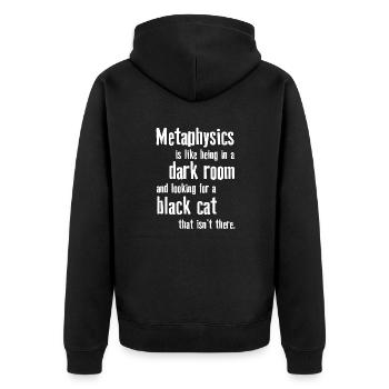 Metaphysik Phrasen Philosophie - Unisex Premium Bio Zip Hoodie - Schwarz - Hinten - Nico (187cm)