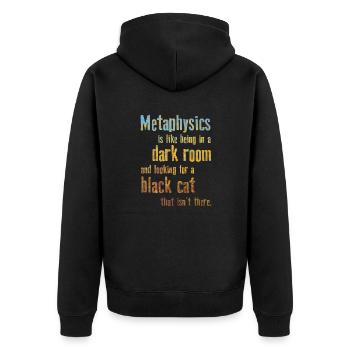Metaphysik Phrasen Philosophie - Unisex Premium Bio Zip Hoodie - Schwarz - Hinten - Nico (187cm)