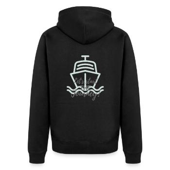 let’s start the journey - Reise-Start-Kreuzfahrt - Unisex Premium Bio Zip Hoodie - Schwarz - Hinten - Nico (187cm)