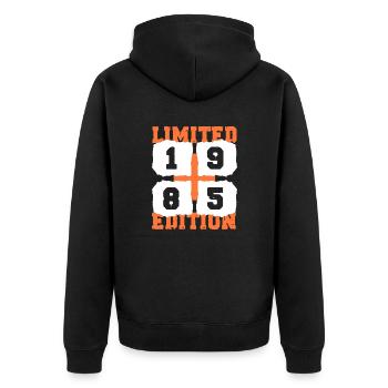 1985 geburtstag 37 jahre feier retro edition - Unisex Premium Bio Zip Hoodie - Schwarz - Hinten - Nico (187cm)