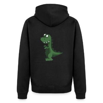 Dino 11 - Unisex Premium Bio Zip Hoodie - Schwarz - Hinten - Nico (187cm)