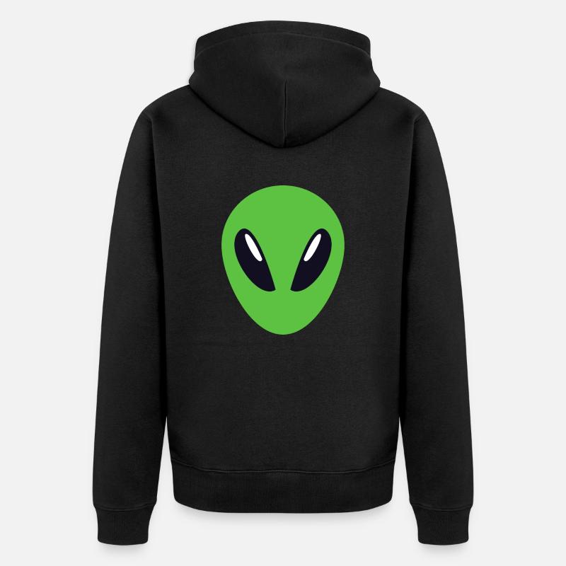 Extraterrestre vert mignon - Veste à capuche bio Premium Unisexe - noir