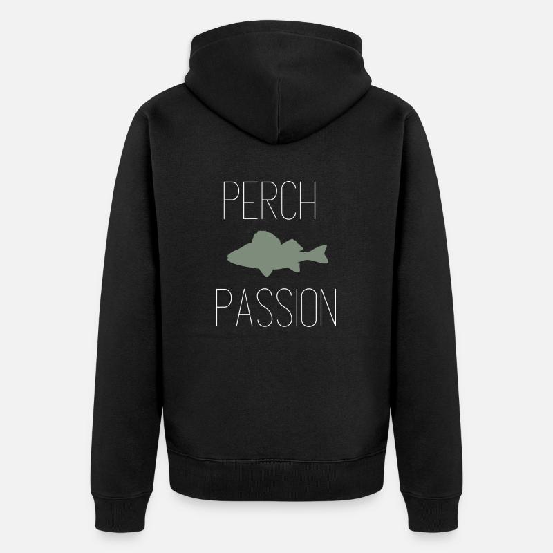 Barsch Leidenschaft - Perch Passion - Unisex Premium Bio Zip Hoodie - Schwarz