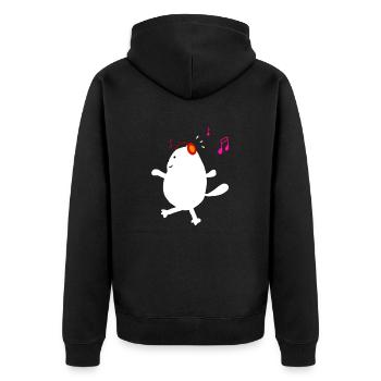 Cat walking listen music - Unisex Premium Organic Zip Hoodie - black - Back - Nico (187cm)