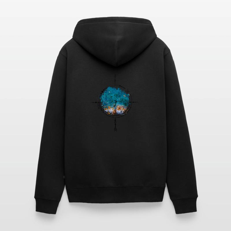 Compass with tree reflection - photo version Unisex Premium Organic Zip Hoodie