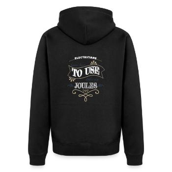 electricity gift electrician beer bday engineer - Unisex Premium Bio Zip Hoodie - Schwarz - Hinten - Nico (187cm)