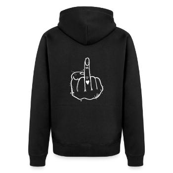 Fuck off Love Modus - Unisex Premium Bio Zip Hoodie - Schwarz - Hinten - Nico (187cm)