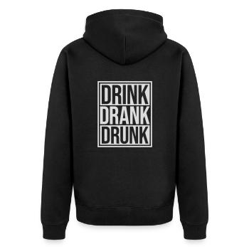 drink drank drunk Zitat - Unisex Premium Bio Zip Hoodie - Schwarz - Hinten - Nico (187cm)