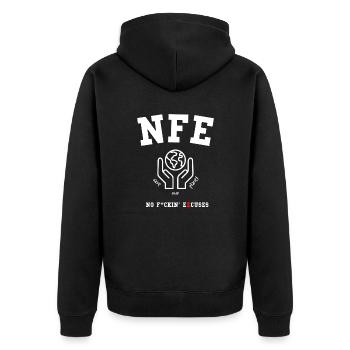 NFE (No F*ckin´ Excuses) - Save our planet - Unisex Premium Bio Zip Hoodie - Schwarz - Hinten - Nico (187cm)