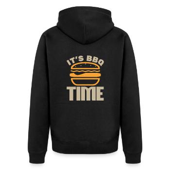 ES IST GRILLZEIT - Unisex Premium Bio Zip Hoodie - Schwarz - Hinten - Nico (187cm)