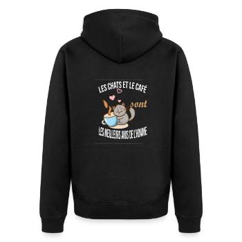 chats et café meilleurs amis de l'homme - Veste à capuche bio Premium Unisexe - noir - Dos - Nico (187cm)