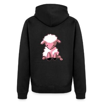 Milo the little sheep - Unisex Premium Organic Zip Hoodie - black - Back - Nico (187cm)