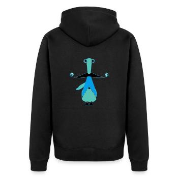 Lida der Schnurrbart - Unisex Premium Bio Zip Hoodie - Schwarz - Hinten - Nico (187cm)