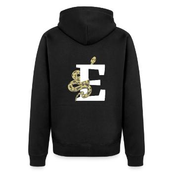 Letter e snake - Unisex Premium Organic Zip Hoodie - black - Back - Nico (187cm)
