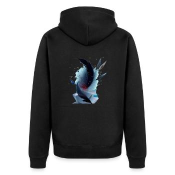 Eis Federn - Unisex Premium Bio Zip Hoodie - Schwarz - Hinten - Nico (187cm)