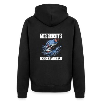 Mir reicht´s ich geh Angeln! - Unisex Premium Bio Zip Hoodie - Schwarz - Hinten - Nico (187cm)