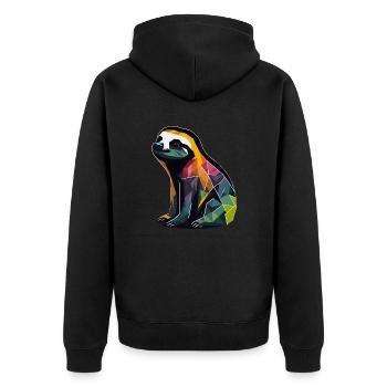 Geometric Sloth - Unisex Premium Organic Zip Hoodie - black - Back - Nico (187cm)